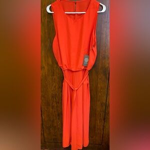 NEW $148 Vince Camuto Orange Sleeveless Split Back Cropped Jumpsuit Size 12